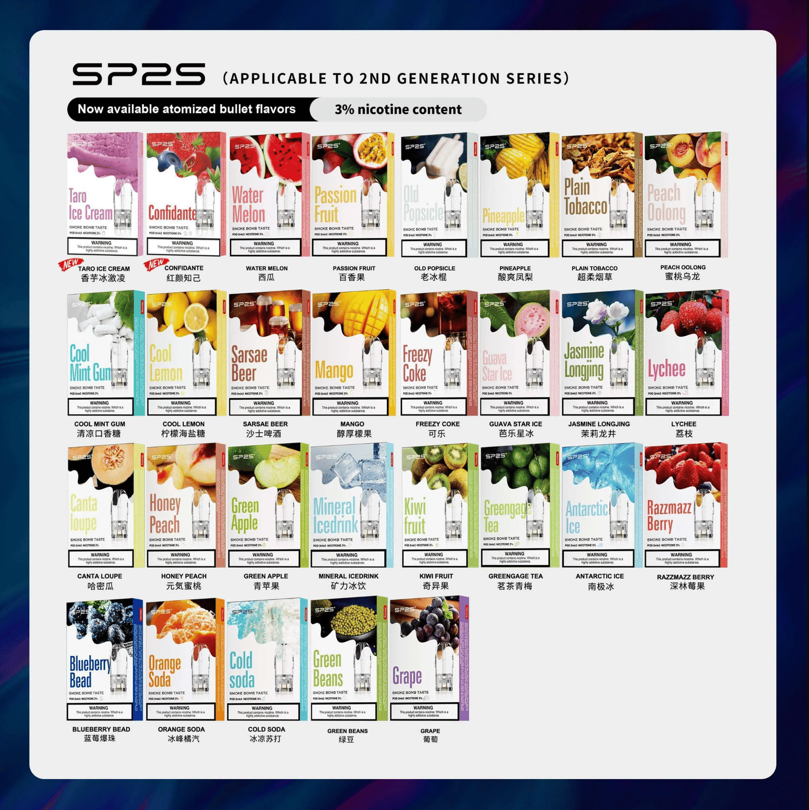 SP2S 思博瑞一代電子煙煙彈|3入裝|多種口味選擇|正品保障
