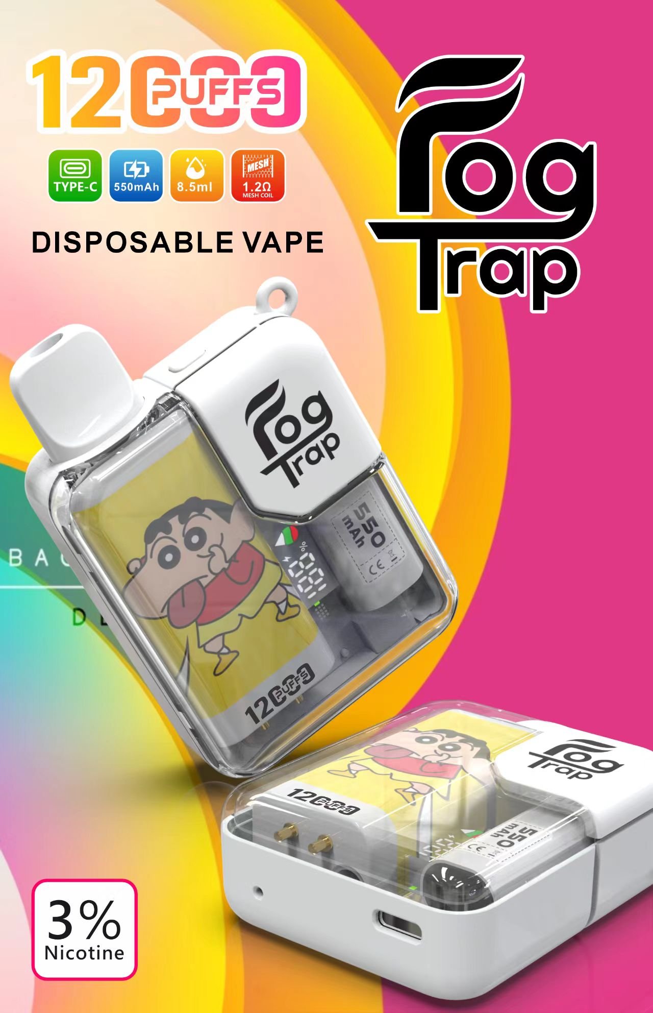 Fog trap 霧陷阱 12000口拋棄式【labubu&蜡笔小新联名款】买十送一:圖片 2