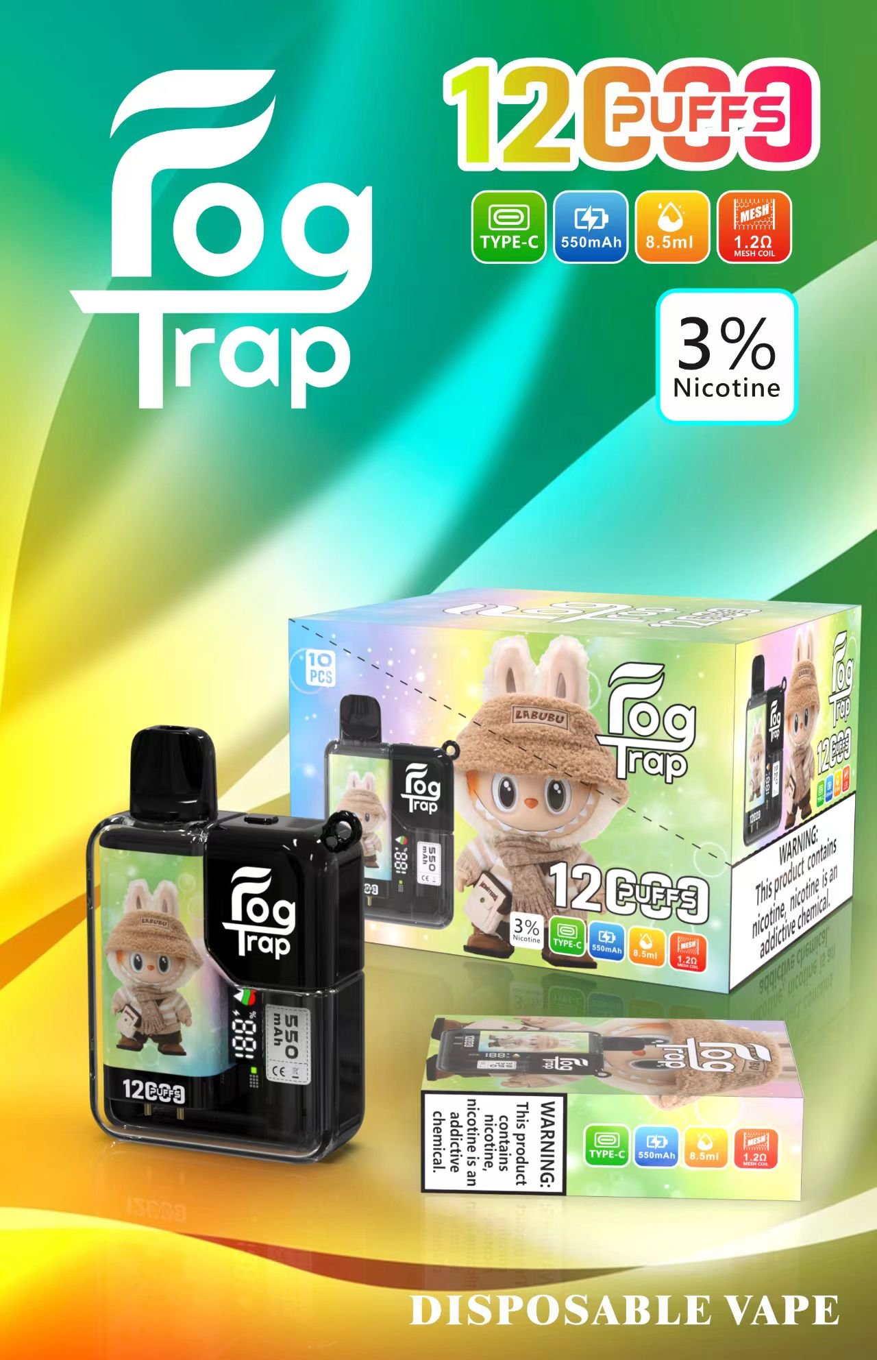 Fog trap 霧陷阱 12000口拋棄式【labubu&蜡笔小新联名款】买十送一:圖片 4