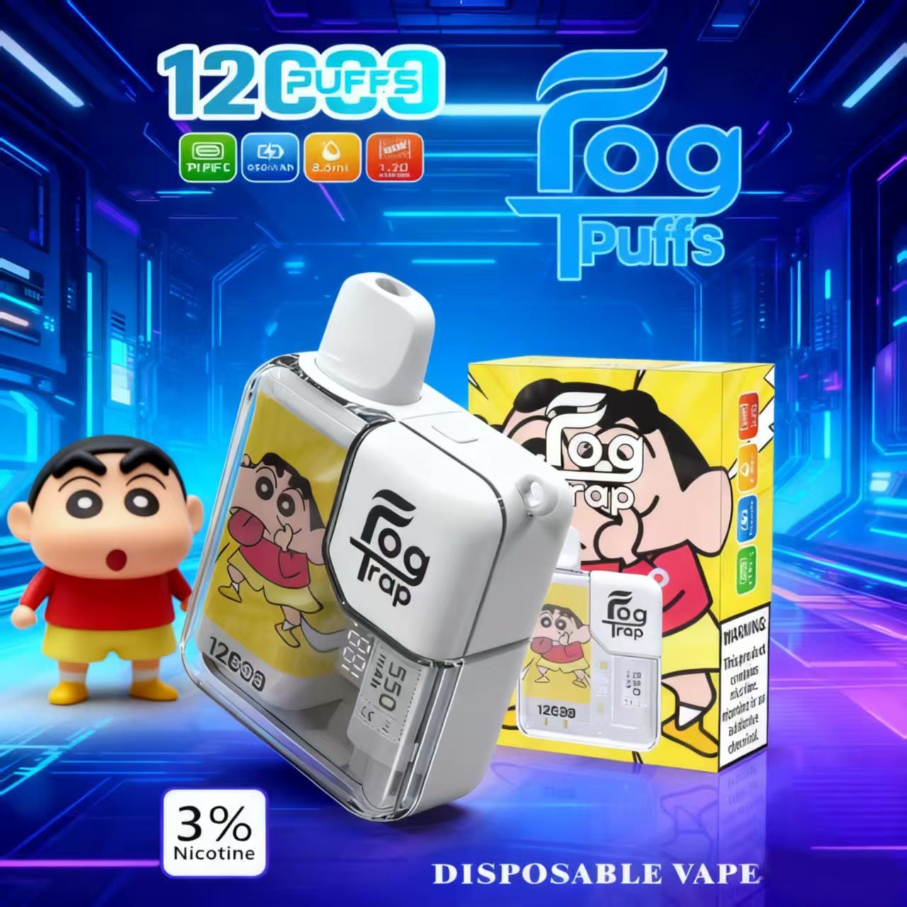 Fog trap 霧陷阱 12000口拋棄式【labubu&蜡笔小新联名款】买十送一:圖片 7